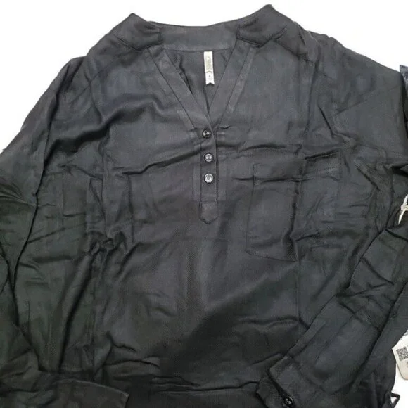 Mountain Khakis Josie Dress Womens Large 3 Button 1/4 Placket Wrap Waist Black - Picture 2 of 5